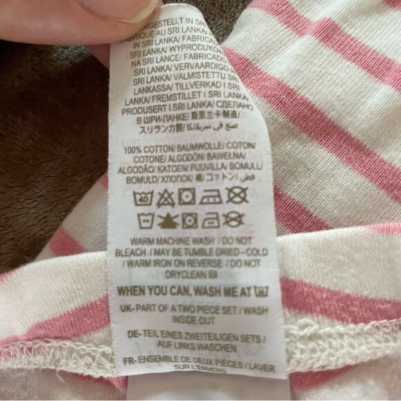 Mini Boden Red/ Pink and White Striped Short John’s Pajama Set Size 6 - Picture 4 of 7